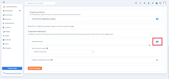 Customer hierarchy – SubscriptionFlow