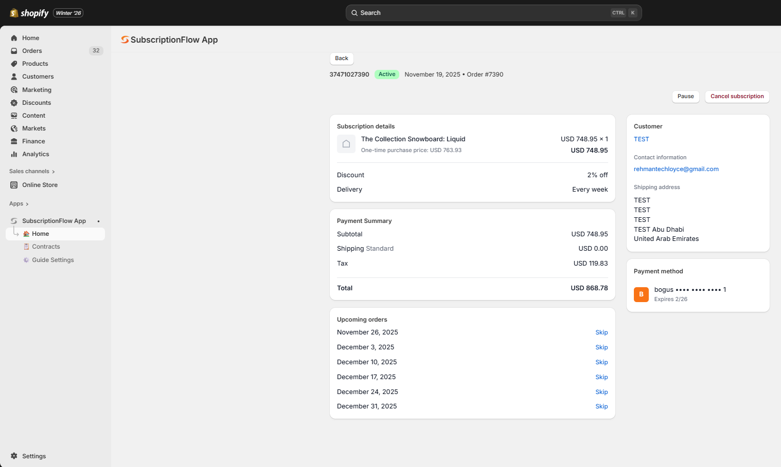 Contract Details Page